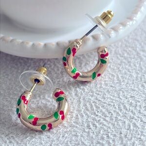 Cherry earrings on open hoop